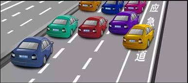 图中黄色机动车驾驶人违法占用高速公路应急车道行驶，会被记3分。