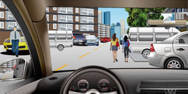 如图所示，驾驶机动车在居民区遇到这种情形，应如何安全驾驶?