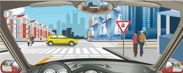 驾驶机动车在有这种标志的路口怎样通过最安全？