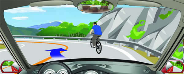 遇到这种情况的骑车人可以借对向车道超越。