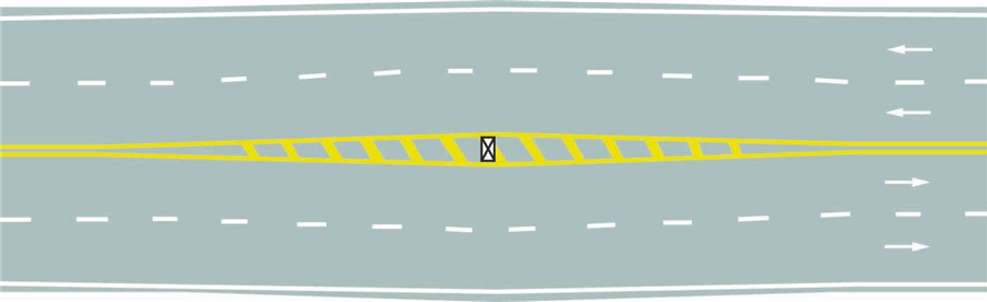 路面上的黄色填充标线是何含义？