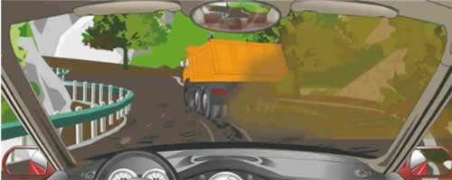 驾驶机动车在山区道路遇到这种情况要加速超越前车。