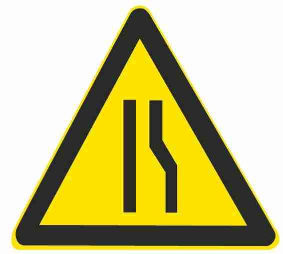 这个标志的含义是提醒前方右侧行车道或路面变窄。