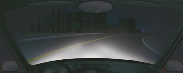 在这种急弯道路上行车应交替使用远近光灯。